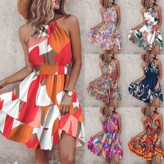 Sexy Sleeveless Hanging Neck Women Dress.