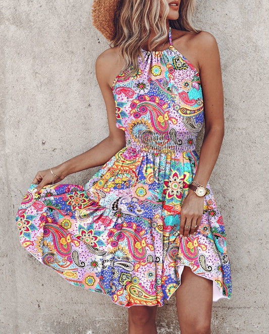 Sexy Sleeveless Hanging Neck Women Dress.