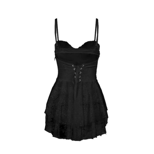 Sexy Sling Dress with Lace Trim