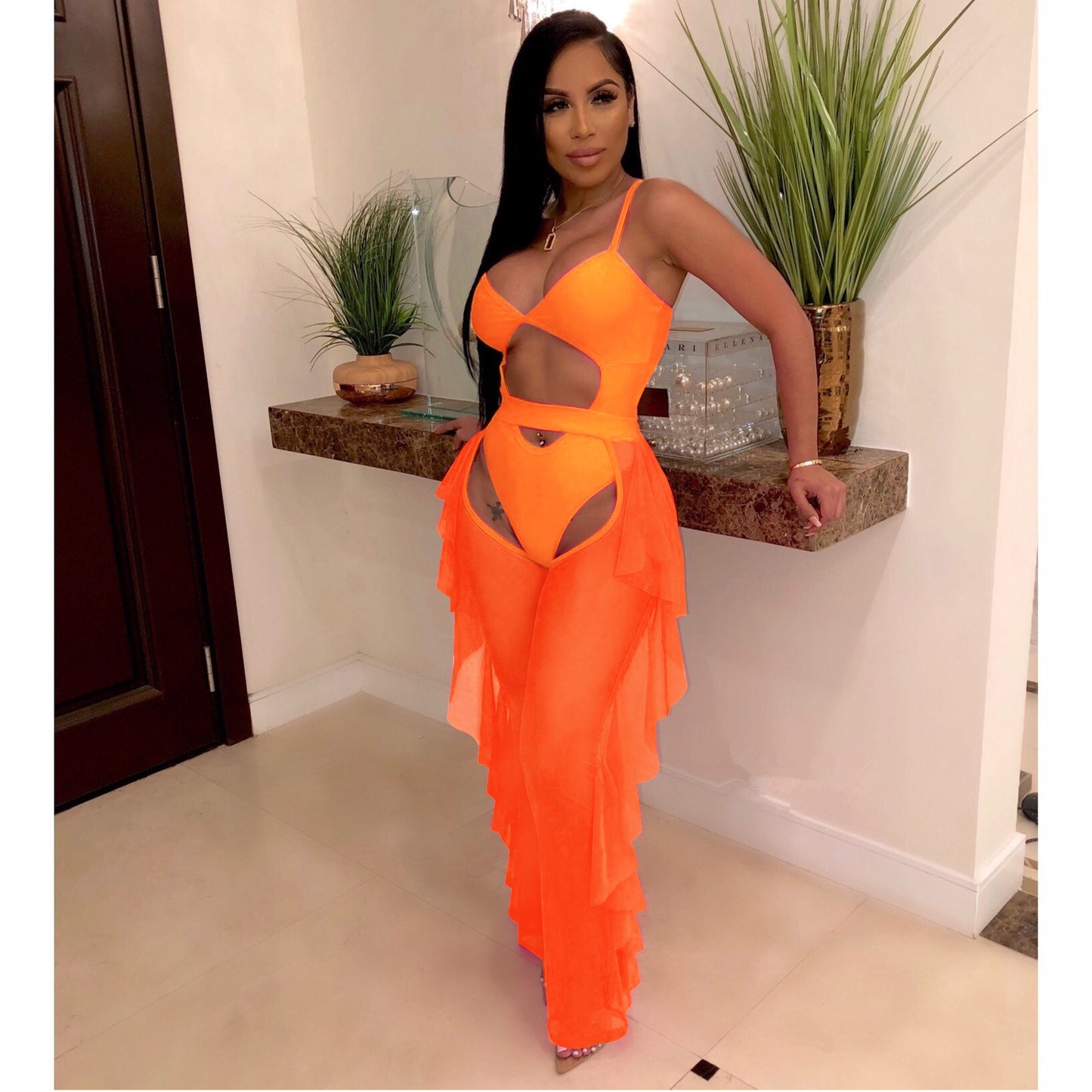 Sexy Solid Color Swimsuit Two-Piece Set