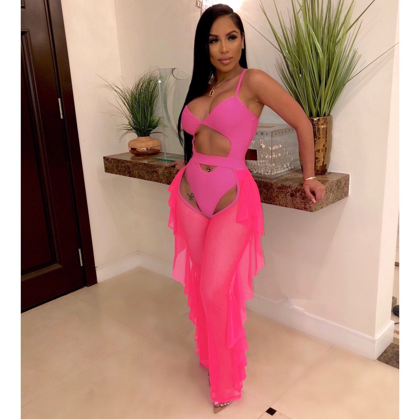 Sexy Solid Color Swimsuit Two-Piece Set
