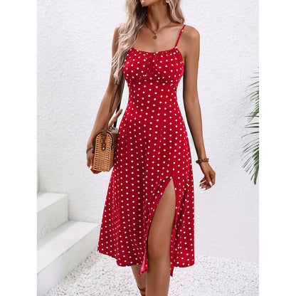sexy suspenders slit floral dress