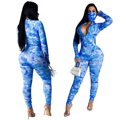 Sexy tie-dye women's one-piece pants
