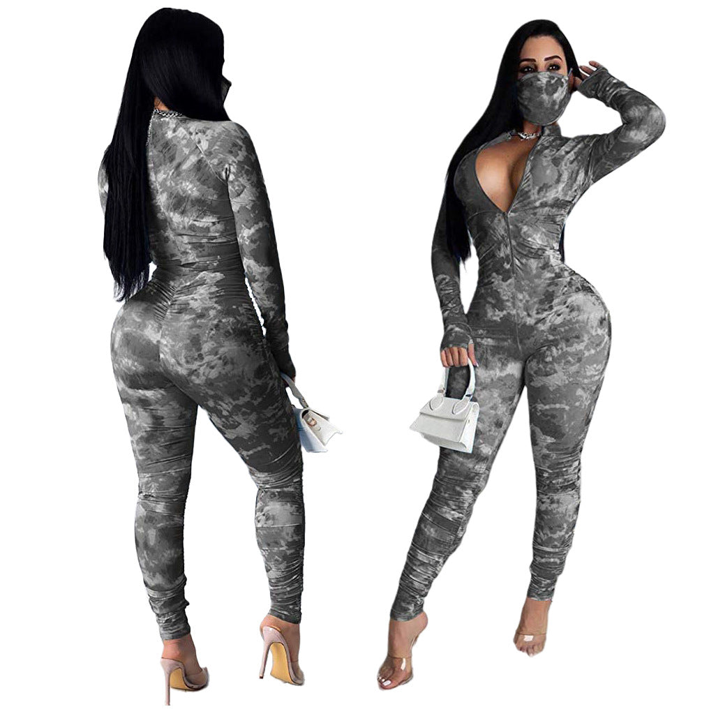 Sexy tie-dye women's one-piece pants