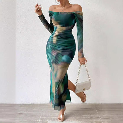 Sexy Tight Split Square Collar dress