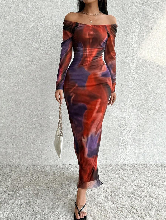Sexy Tight Split Square Collar dress