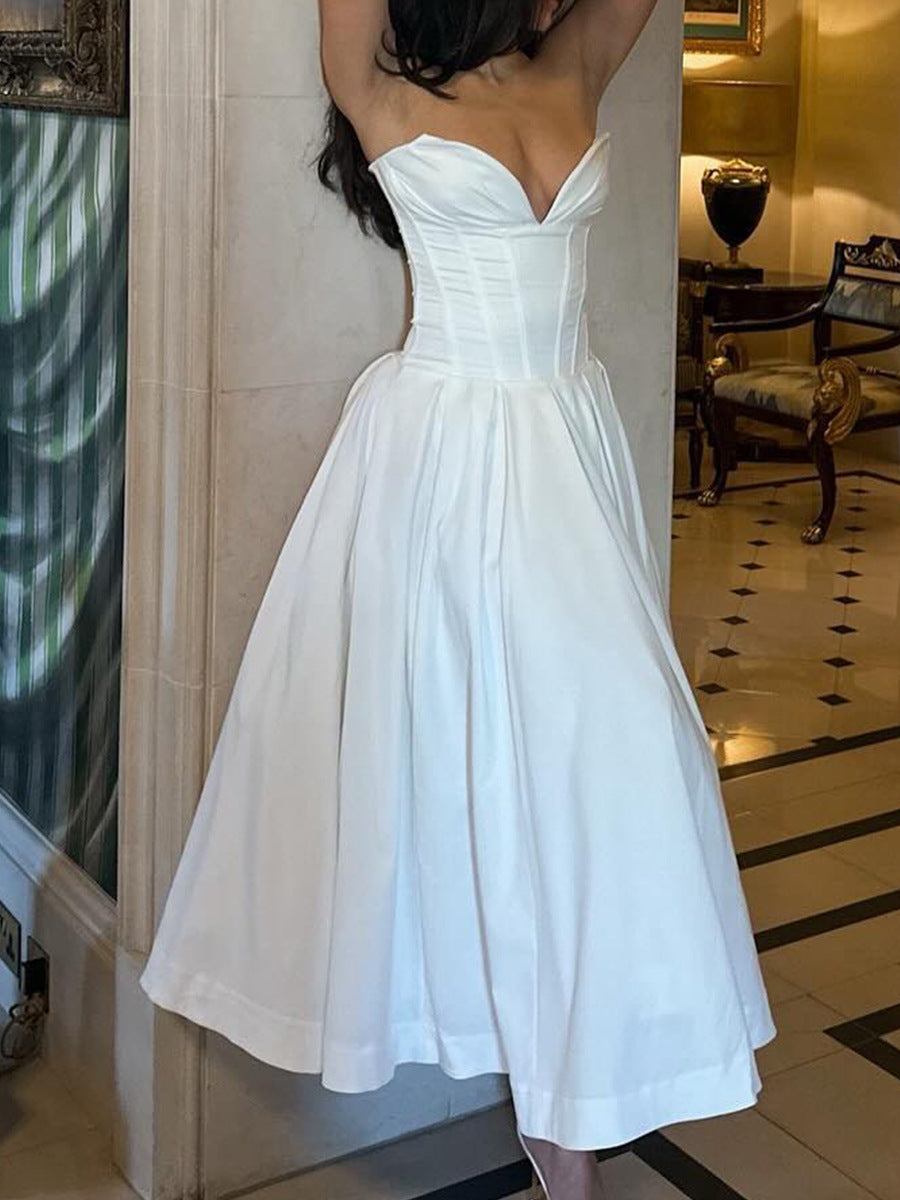 Sexy Tube Top Backless Corset Long Dress