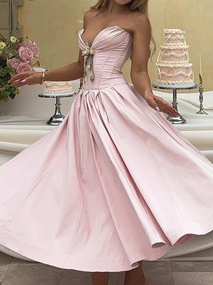 Sexy Tube Top Backless Corset Long Dress