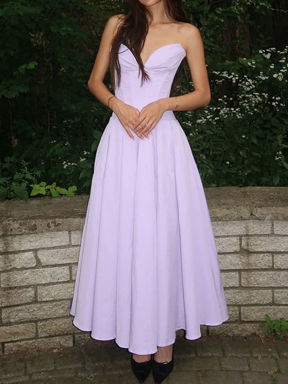 Sexy Tube Top Backless Corset Long Dress