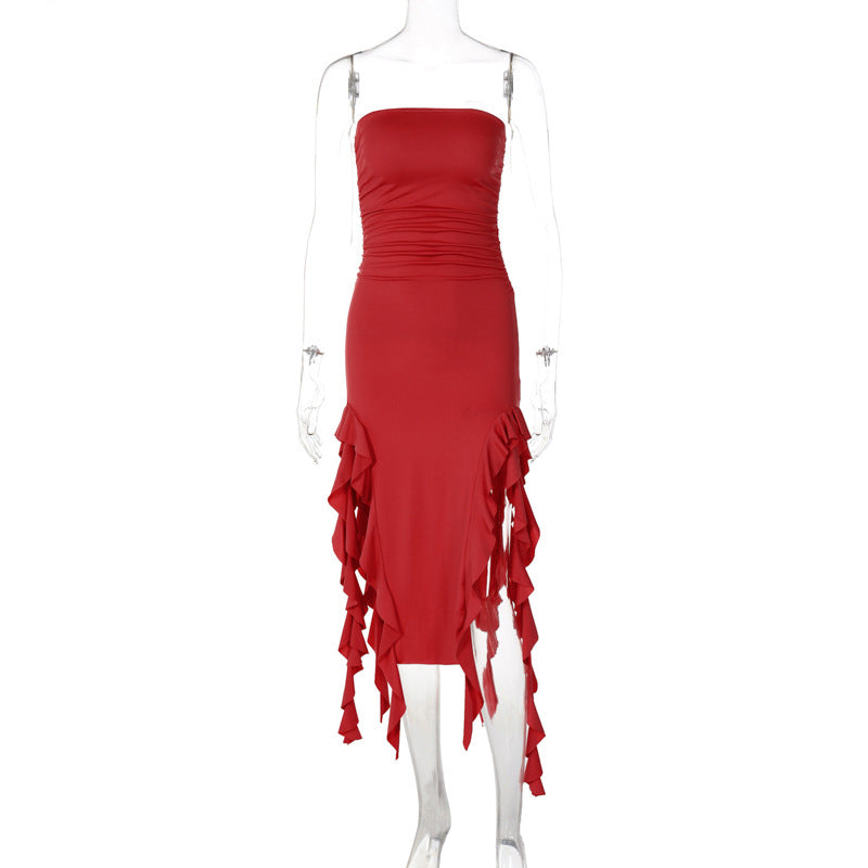 Sexy Tube Top Irregular Hem Dress