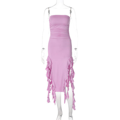 Sexy Tube Top Irregular Hem Dress