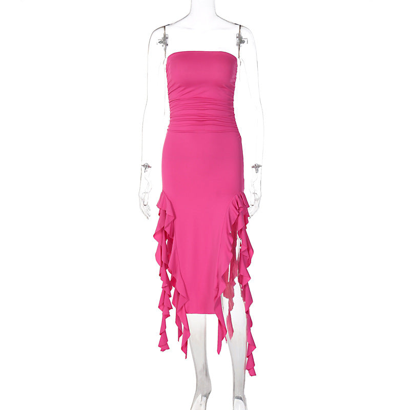Sexy Tube Top Irregular Hem Dress