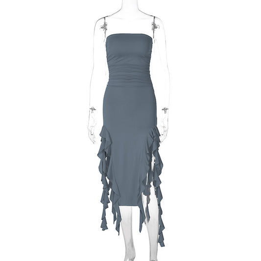 Sexy Tube Top Irregular Hem Dress