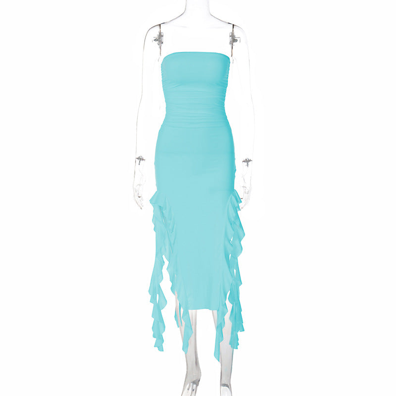 Sexy Tube Top Irregular Hem Dress