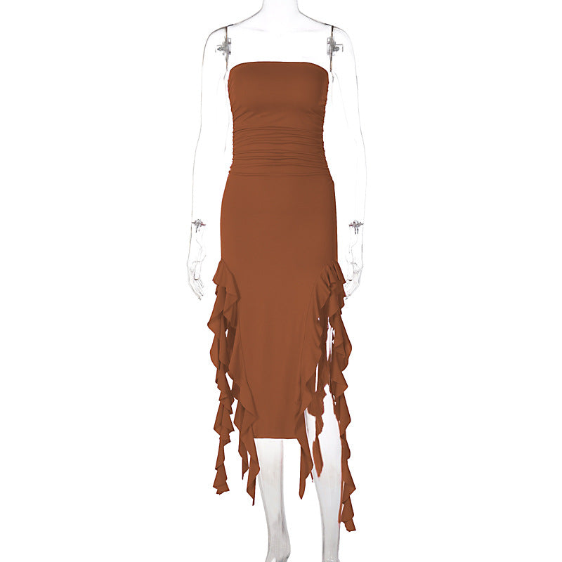 Sexy Tube Top Irregular Hem Dress