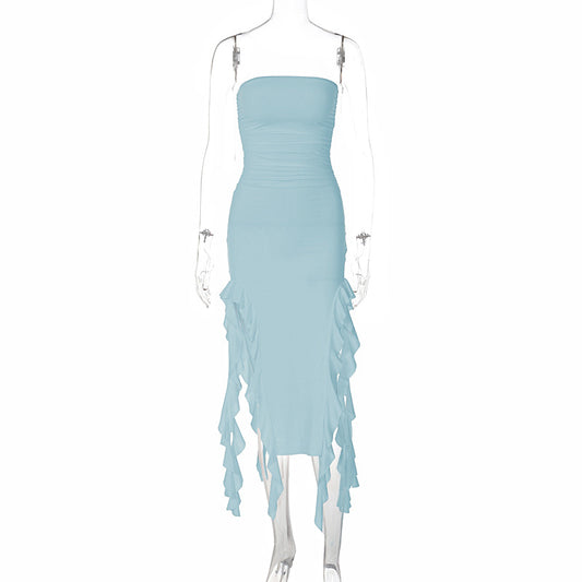 Sexy Tube Top Irregular Hem Dress