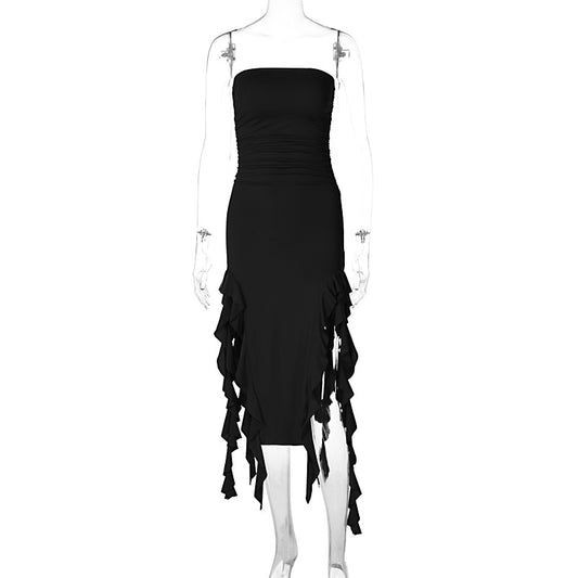 Sexy Tube Top Irregular Hem Dress