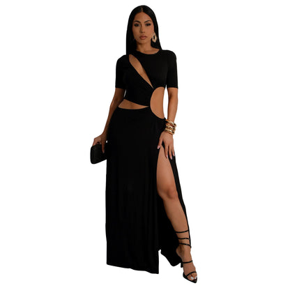 Sexy Waist-Cut Irregular Hem Long Dress