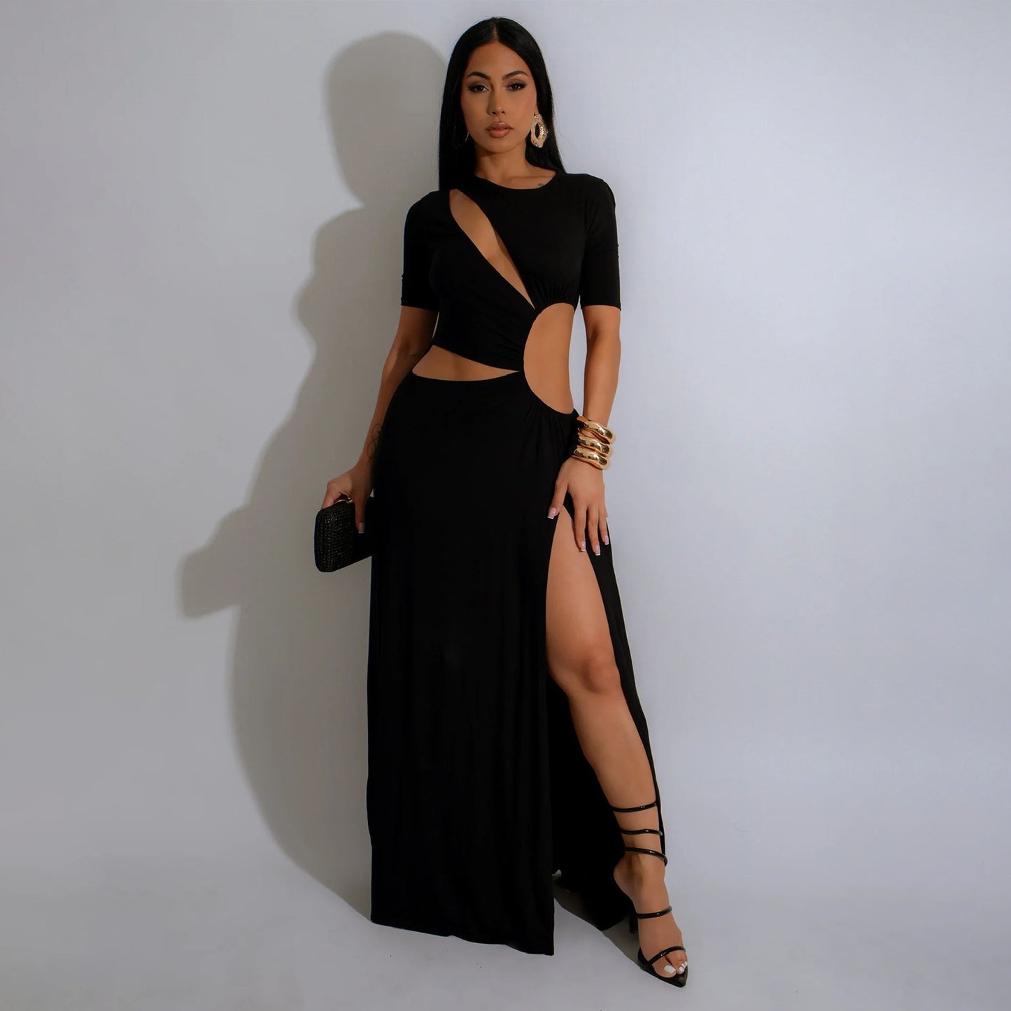 Sexy Waist-Cut Irregular Hem Long Dress