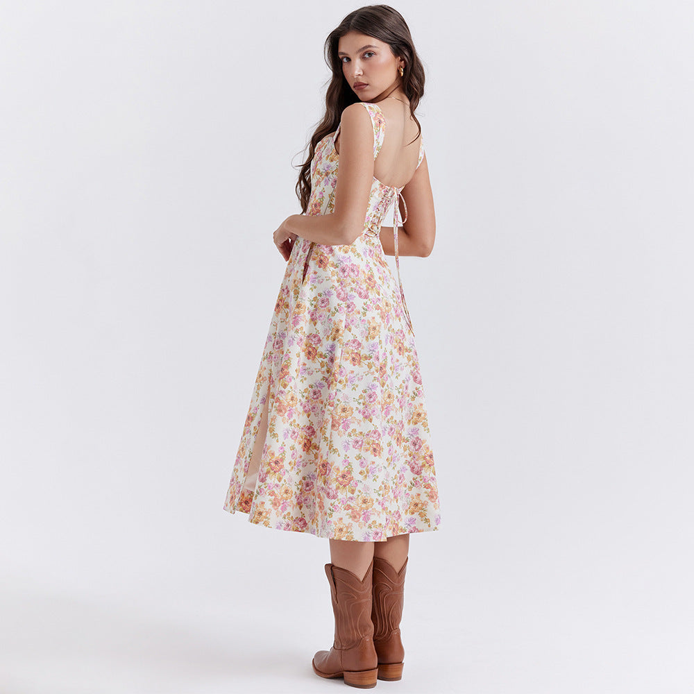 Sexy Wrap-Around Printed Midi Dress