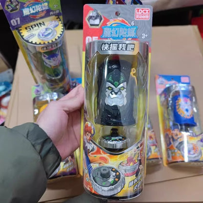 Shaking and accelerating spinning top battle