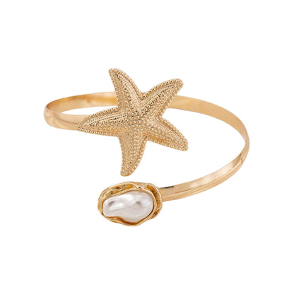 Shaped Imitation Pearl Armband Women's Open Adjustable Upper Arm Bracelet