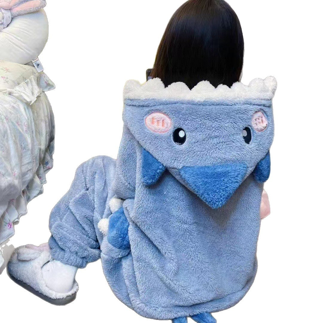 Shark Coral Fleece One-Piece Pajamas