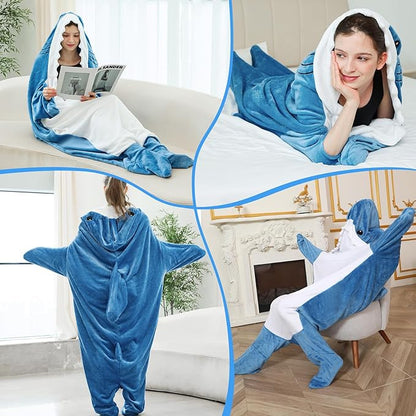 Shark Pajamas Adult Cute Shark Blanket Hoodie