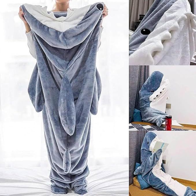 Shark Pajamas Adult Cute Shark Blanket Hoodie