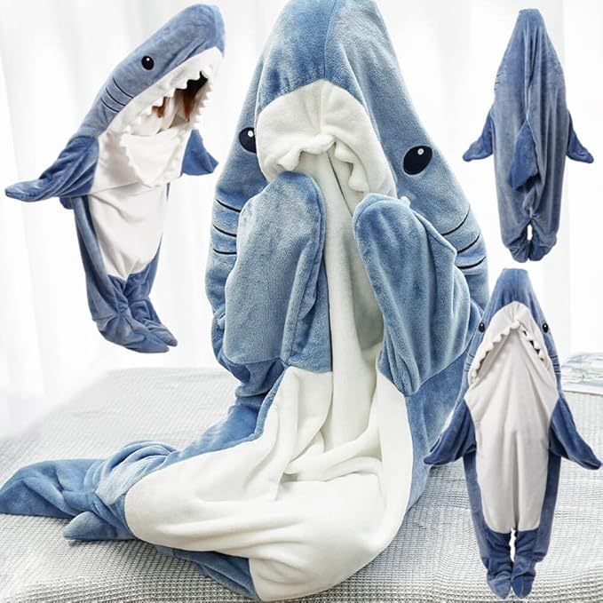 Shark Pajamas Adult Cute Shark Blanket Hoodie