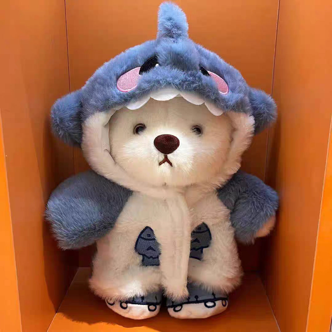 Shark transforms into a teddy bear figurine