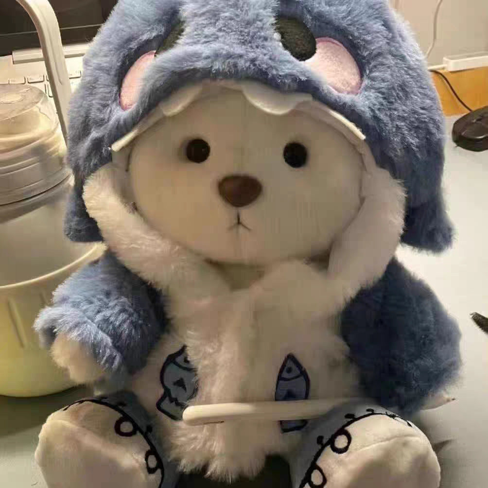 Shark transforms into a teddy bear figurine