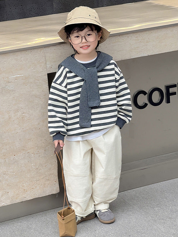 Shawl sweatshirt three-piece set for baby boys