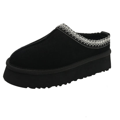 Sheepskin and fur one-piece snow boots