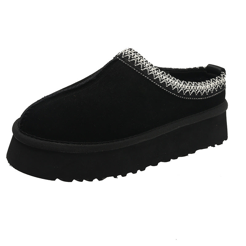 Sheepskin and fur one-piece snow boots
