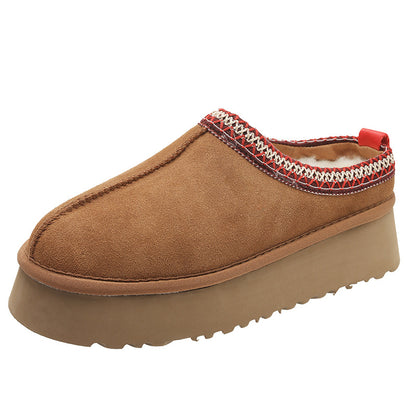Sheepskin and fur one-piece snow boots