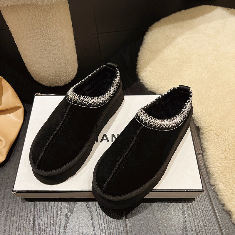 Sheepskin and fur one-piece snow boots