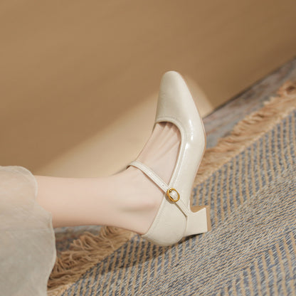 Sheepskin Buckle Strap Mary Jane Shoes
