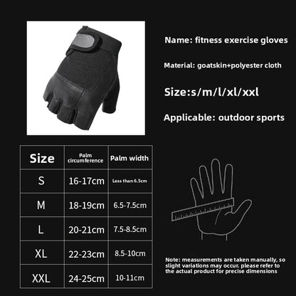 Sheepskin fitness weightlifting half-finger gloves