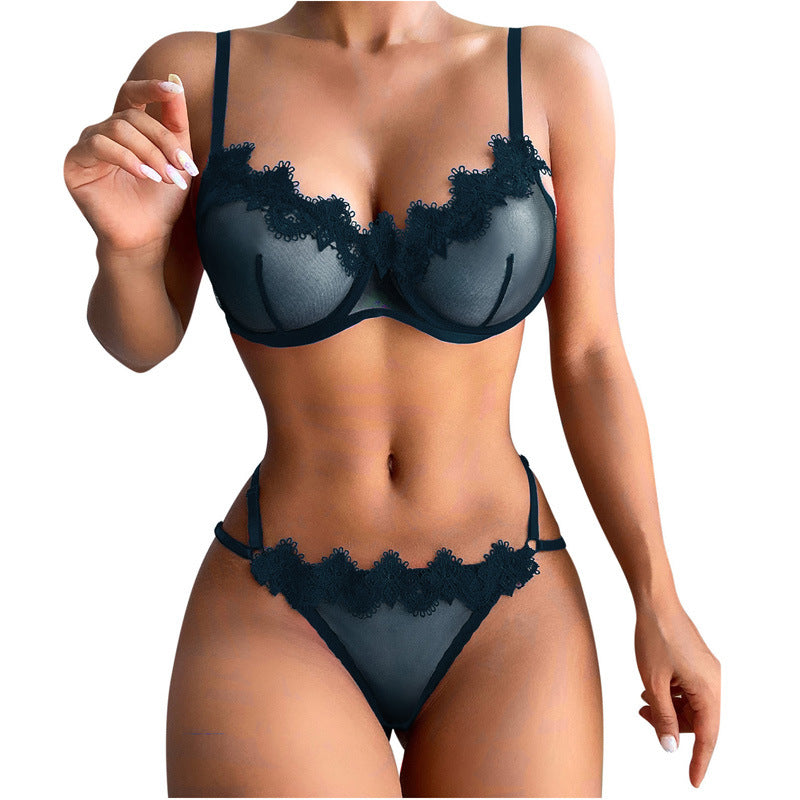 Sheer Lace Lingerie Two-Piece Set