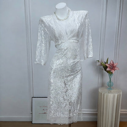 Sheer Lace Trim Nightgown with Adjustable Straps