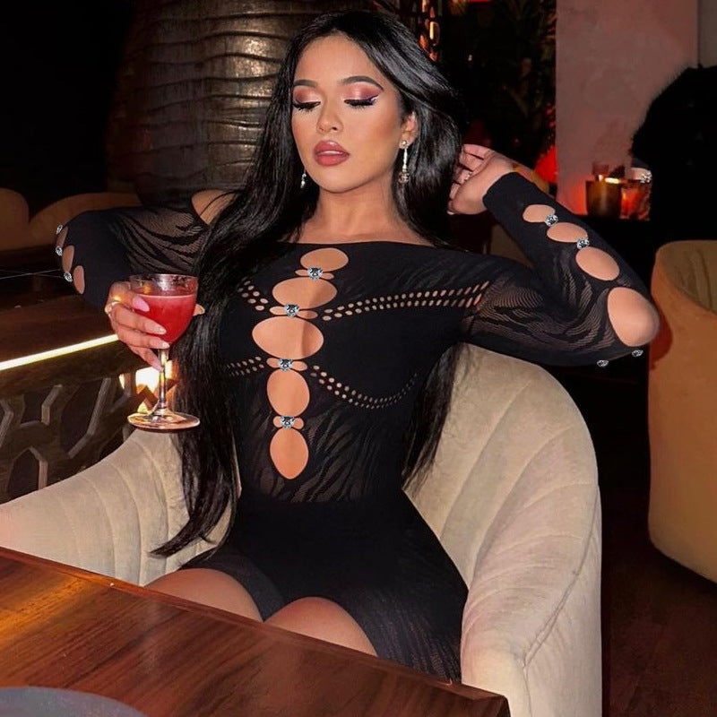 Sheer Long Sleeve Women Jumpsuit