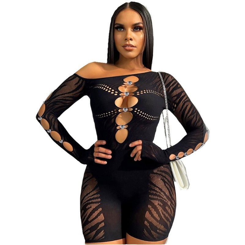 Sheer Long Sleeve Women Jumpsuit