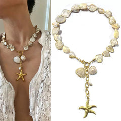Golden Sea Shell Star Necklace