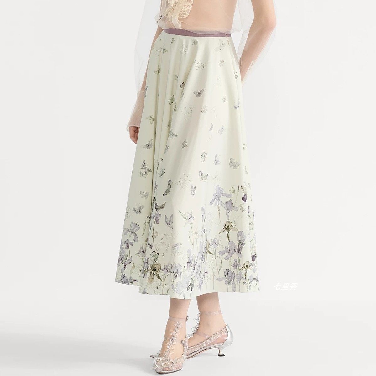 Shenzhen Nanyou High-End 26 Summer New Style Butterfly Flower Print Large Hem Pure Cotton Skirt Floral Long Skirt for Women