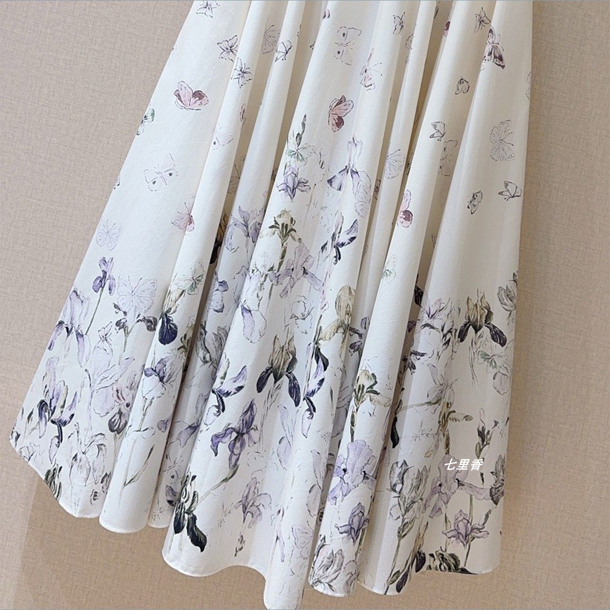 Shenzhen Nanyou High-End 26 Summer New Style Butterfly Flower Print Large Hem Pure Cotton Skirt Floral Long Skirt for Women