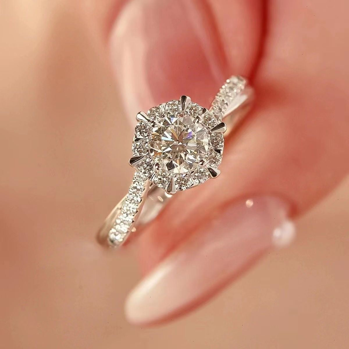 Shining Diamond Hexagram Ring