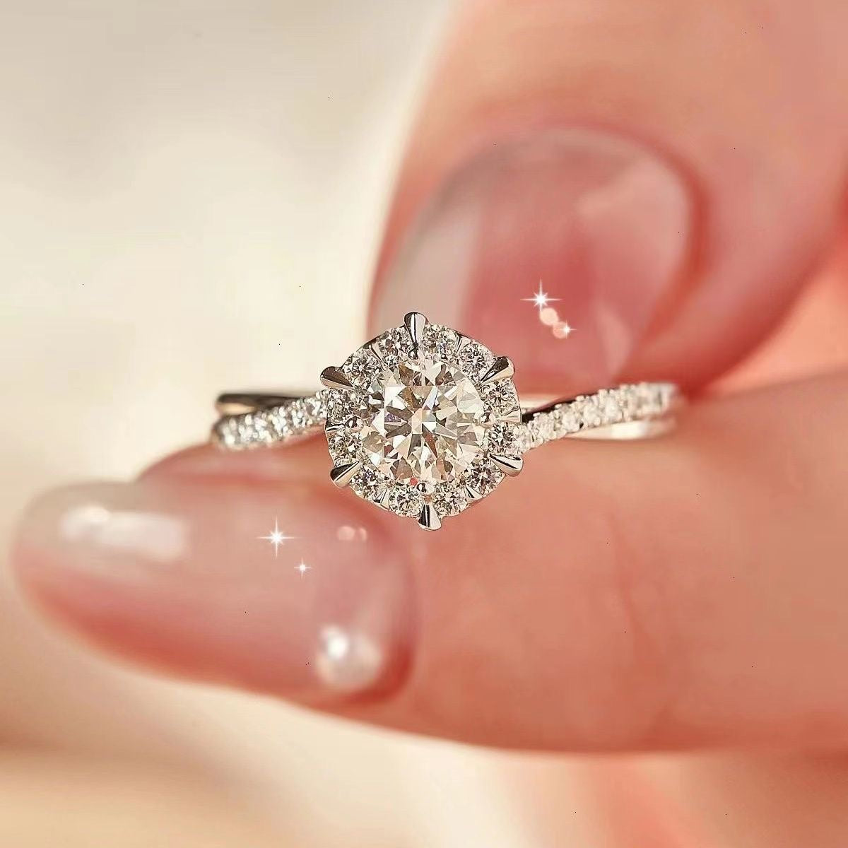 Shining Diamond Hexagram Ring