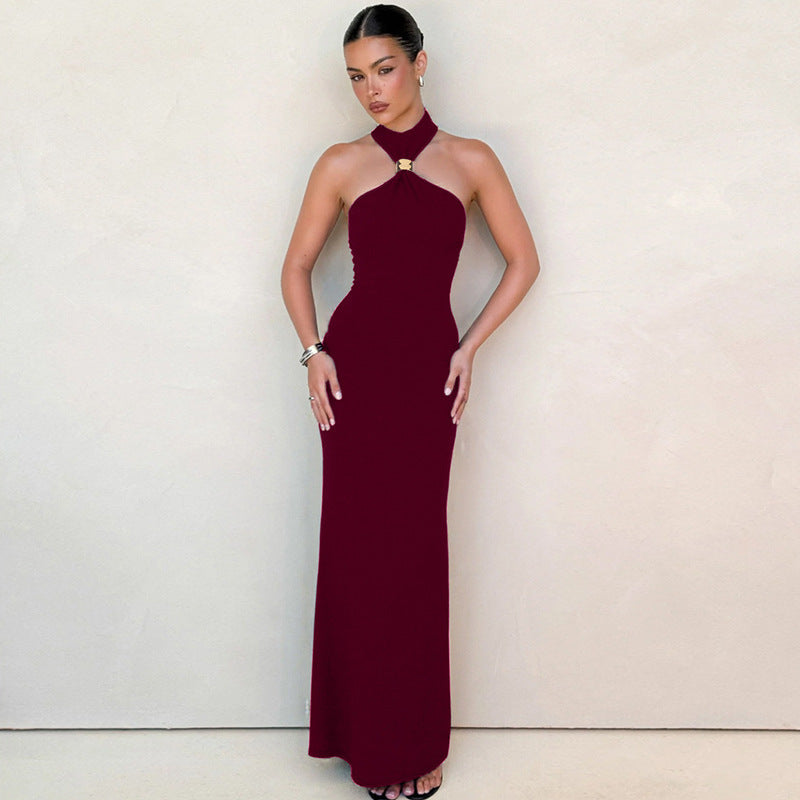 Shirt-style sleeveless V-neck dress
