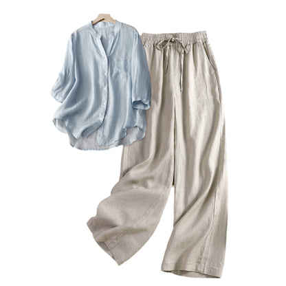 Shirt top wide-leg pants